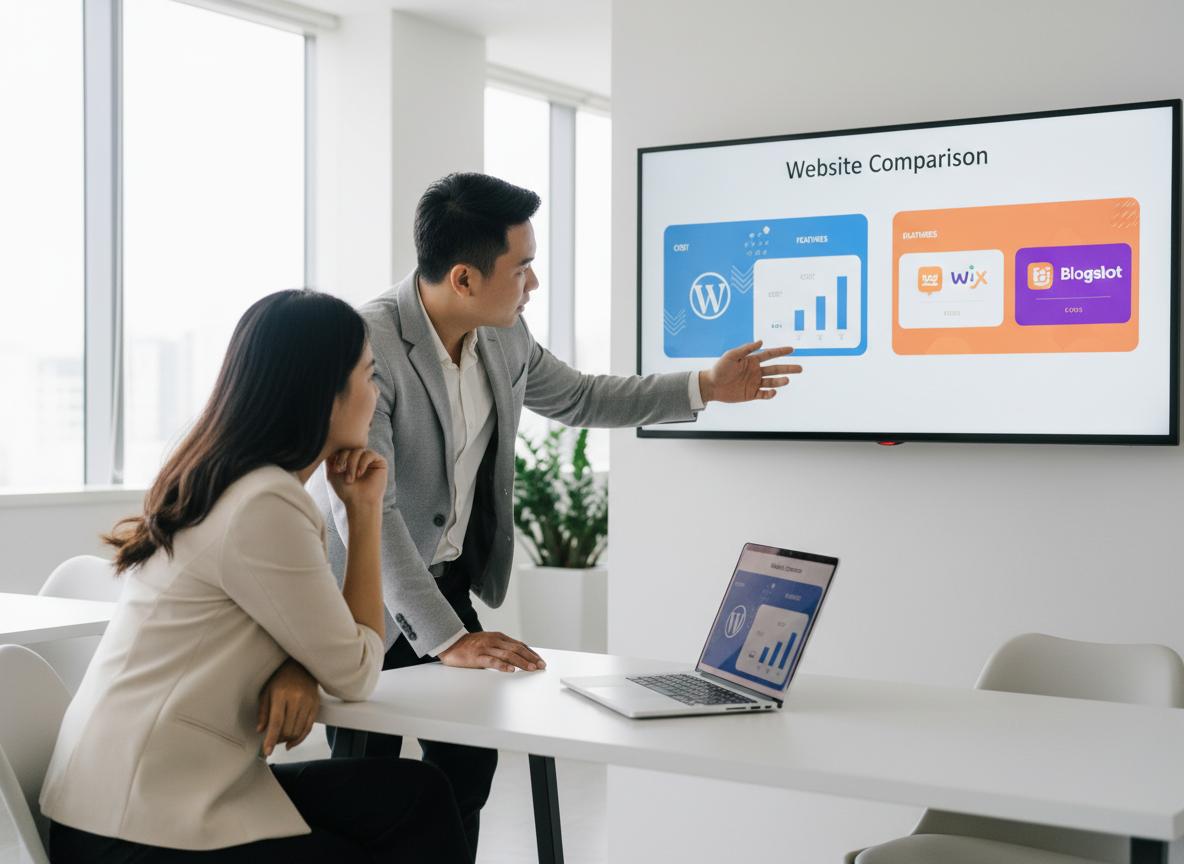 so sánh wordpress và wix/blogspot